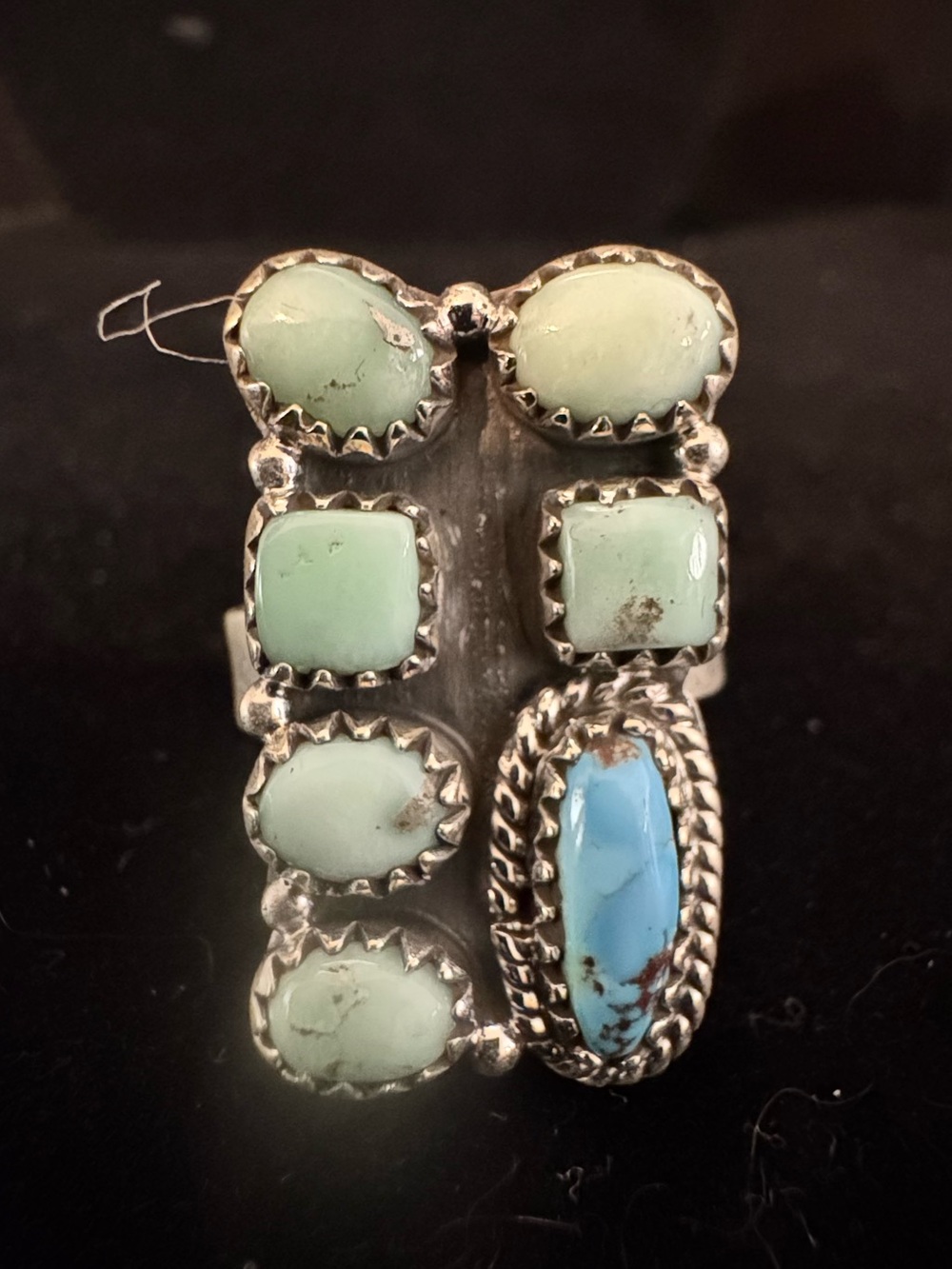 Genuine Turquoise Light Green Paloma/blue golden hills -Sterling silver ring